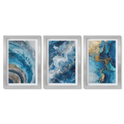 Tableaux avec Cadre Argent Tulup 20x30 cm Galerie Murale Motifs abstraits bleus
