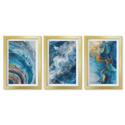 Tableaux avec Cadre Doré Tulup 20x30 cm Galerie Murale Motifs abstraits bleus