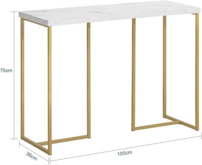 TableConsole,d'Appoint,Bout de Canapé,Effet Marbre,Cadre en Fer Haute QualitéFSB58-G SoBuy