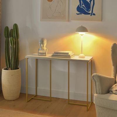 TableConsole,d'Appoint,Bout de Canapé,Effet Marbre,Cadre en Fer Haute QualitéFSB58-G SoBuy