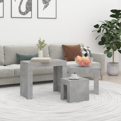 Tables basses gigognes 3 pcs,Lot de 3 Table Salon,Table d'appoint Gris béton Bois d'ingénierie