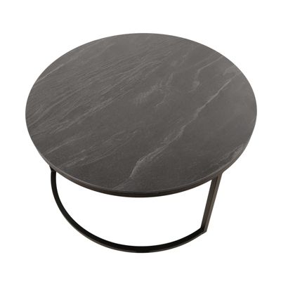 Tables basses gigognes rondes céramique gris marbré pied métal - OXY