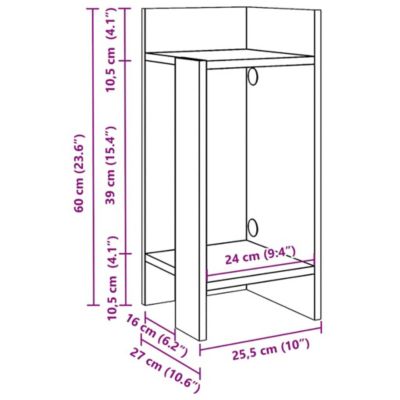 Tables d'appoint 2 pcs avec étagère vieux bois 25,5x27x60 cm vidaXL