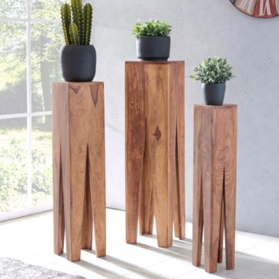 Tables gigogne Bois Massif Table d'appoint Lot de 3 Table Basse Ensemble FineBuy