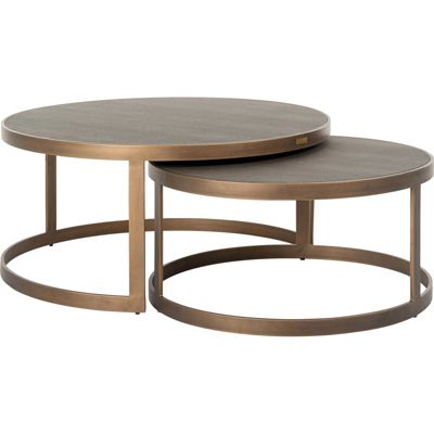 Tables gigognes Bloomville lot de 2 91,5 x 91,5 x 42 cm Chocolat sur piètement doré