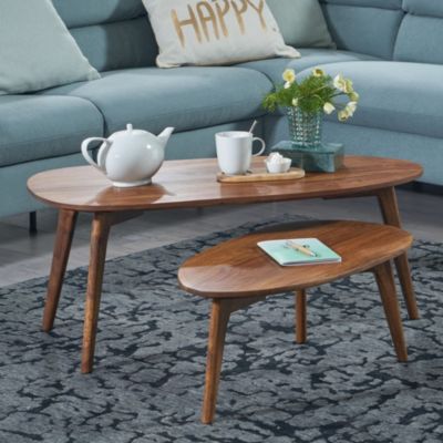 Tables Gigognes Bois Massif Table d'appoint Basse Moderne Lot de 2 FineBuy
