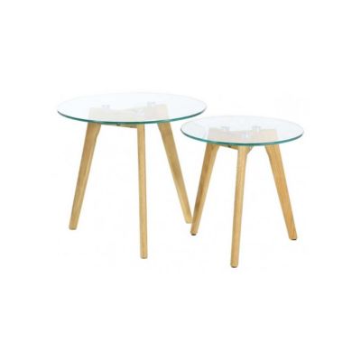 Tables gigognes en verre trempé (Lot de 2)