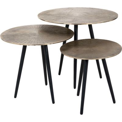 Tables gigognes lot de 3 Vittorio 48 x 48 x 40 cm Or champagne sur piètement noir