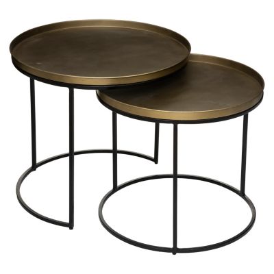 Tables gigognes, métal, doré, D.51/D.56 cm, Atmosphera Basile