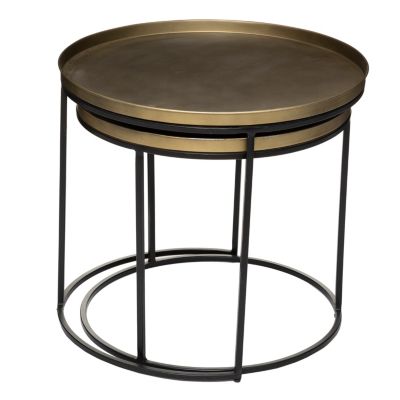 Tables gigognes, métal, doré, D.51/D.56 cm, Atmosphera Basile