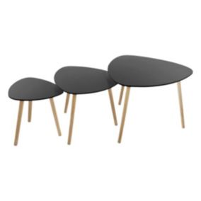 Tables gigognes "Mileo" - bois et métal - noir - Atmosphera