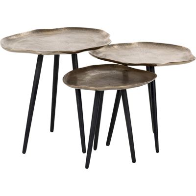 Tables gigognes Volenta lot de 3 51 x 39 x 43 cm Or champagne sur piètement noir