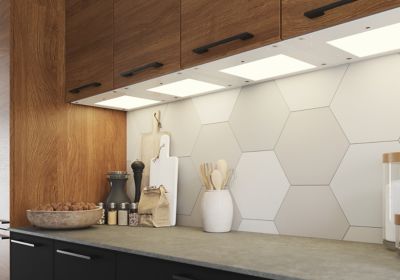 Tablette avec LED integrées de dessous de meuble haut GoodHome Caraway blanc l. 36,4 cm x L. 31,9 cm x H. 18,2 mm