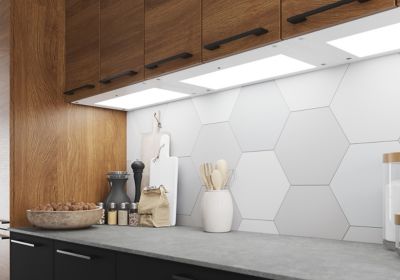 Tablette avec LED integrées de dessous de meuble haut GoodHome Caraway blanc l. 56,4 cm x L. 31,9 cm x H. 18,2 mm
