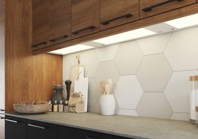 Tablette avec LED integrées de dessous de meuble haut GoodHome Caraway blanc l. 56,4 cm x L. 31,9 cm x H. 18,2 mm