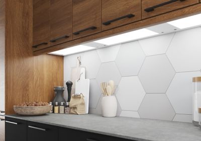Tablette avec LED integrées de dessous de meuble haut GoodHome Caraway blanc l. 56,4 cm x L. 31,9 cm x H. 18,2 mm