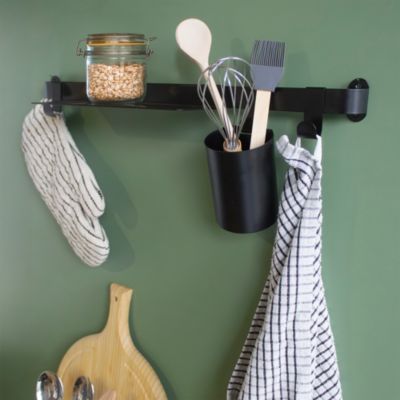 Tablette de cuisine en métal coloris noir l. 30 cm