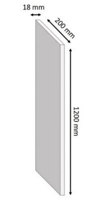Tablette mélaminé blanc 20 x 120 cm, ép.1,8 cm