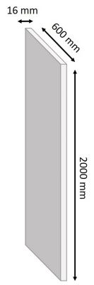 Tablette mélaminé blanc, 200 x 60 cm, ép.16 mm