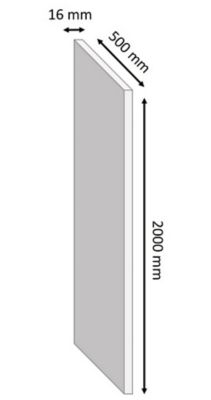 Tablette mélaminé blanc 50 x 200 cm, ép.1,6 cm