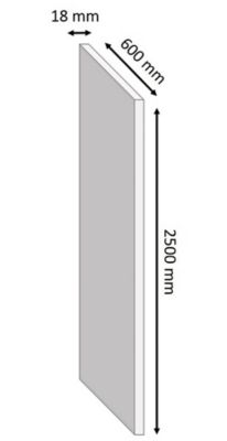 Tablette mélaminé blanc 60 x 250 cm, ép.1,8 cm