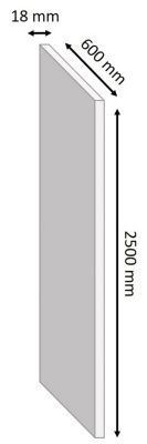 Tablette mélaminé blanc brillant - 250 x 60 cm, ép.18 mm (vendu à la tablette)