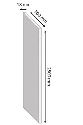 Tablette mélaminé chêne blanchi 30 x 250 cm, ép.1,8 cm