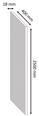 Tablette mélaminé chêne gris, 250 x 40 cm, ép.18 mm