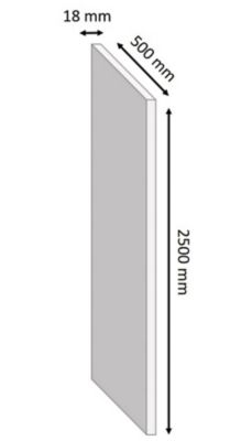 Tablette mélaminé chêne pâle 50 x 250 cm, ép.1,8 cm