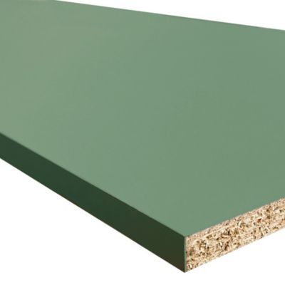 Tablette mélaminée couleur vert olive 250x50x1.8 Cm