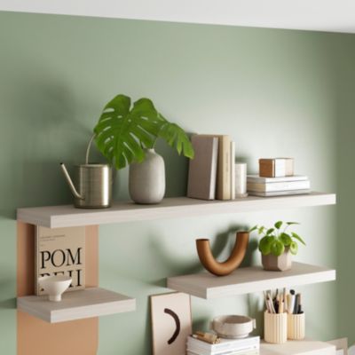 Tablette murale avec fixation invisible GoodHome Cusko effet chêne clair 118 cm
