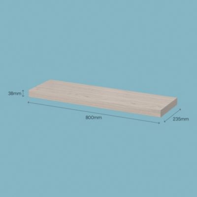 Tablette murale avec fixation invisible GoodHome Cusko effet chêne clair 80 cm