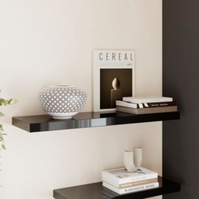 Tablette murale avec fixation invisible GoodHome Cusko noir brillant 80 cm