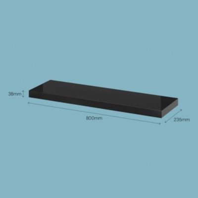 Tablette murale avec fixation invisible GoodHome Cusko noir brillant 80 cm