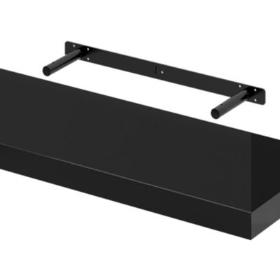 Tablette murale avec fixation invisible GoodHome Cusko noir brillant 80 cm