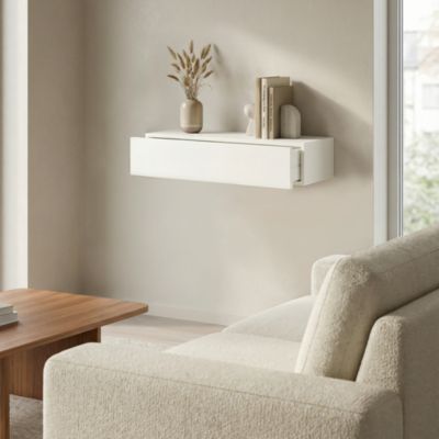 Tablette murale avec tiroir fixation invisible GoodHome Cusko blanc 60 cm