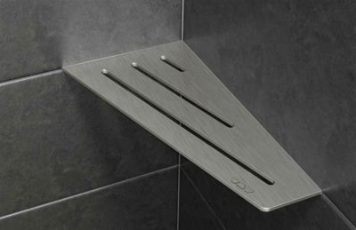 Tablette murale de douche SHELF- E- S3 - CURVE - aluminium structuré Noir mat - 62 x 295 x 154 mm