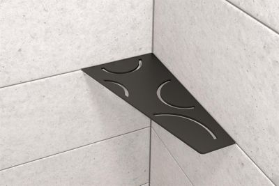 Tablette murale de douche SHELF- E- S3 - CURVE - aluminium structuré Noir mat - 62 x 295 x 154 mm