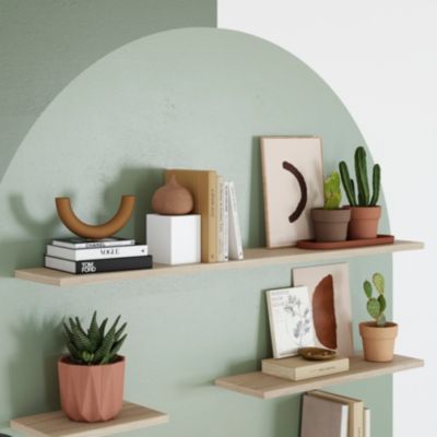 Tablette murale GoodHome Rigga effet chêne clair L. 118 cm