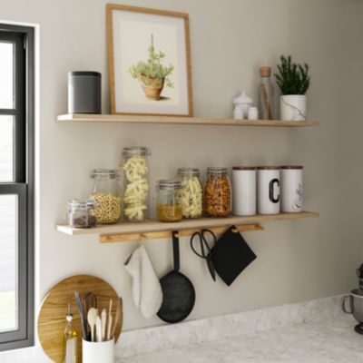 Tablette murale GoodHome Rigga effet chêne clair L. 118 cm
