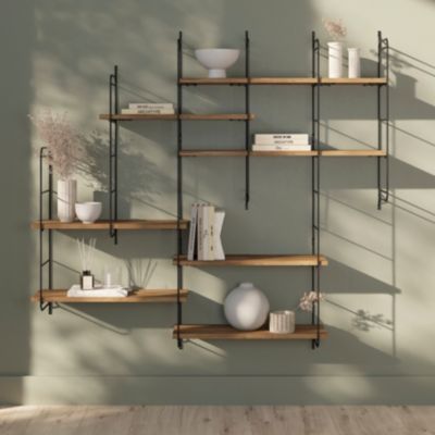 Tablette murale GoodHome Rigga effet noyer L 80 cm