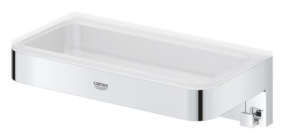 Tablette murale pour douche, en métal chromé et verre dépoli, Grohe Quickfix