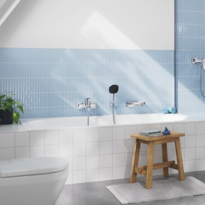 Tablette murale pour douche, en métal chromé et verre dépoli, Grohe Quickfix