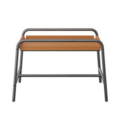 Tablette Petalii GoodHome acier mat noir et cuir L.56.6 x l.35 x H.37.5cm