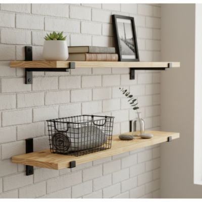 Tablette Pin Rustique bois massif, L.240 x l.20 cm, Ep.22 mm