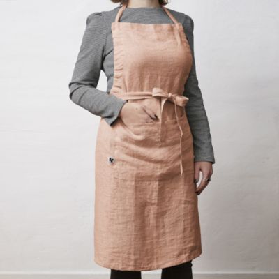 Tablier ajustable 70 x 85 cm Lin lavé français 160 g/m² Soline Vieux rose