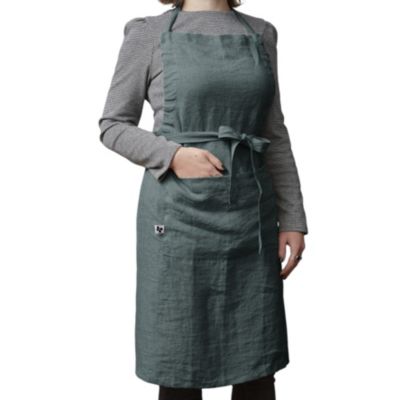 Tablier ajustable en lin lavé SOLINE 70 x 85 cm Ardoise