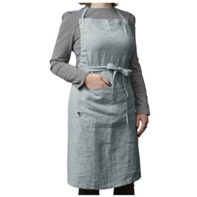 Tablier ajustable en lin lavé SOLINE 70 x 85 cm Azur