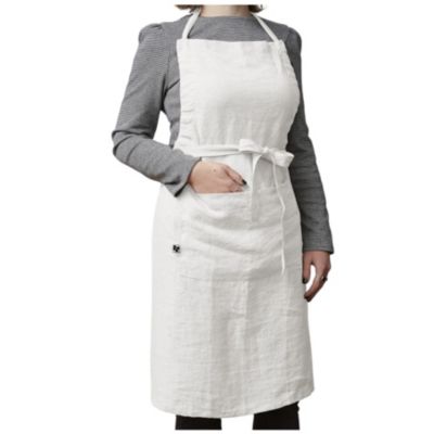 Tablier ajustable en lin lavé SOLINE 70 x 85 cm Blanc
