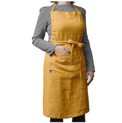 Tablier ajustable en lin lavé SOLINE 70 x 85 cm Miel